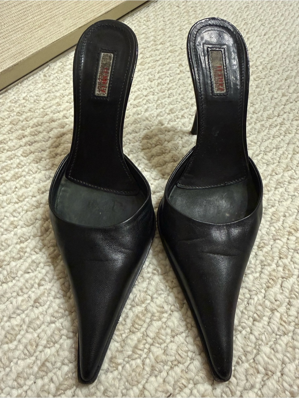 Le Silla Leather Pointed-Toe Stiletto Mules - Picture 2 of 5